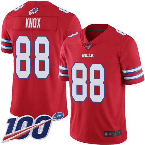 Men Buffalo Bills 88 Dawson Knox Limited Red Rush Vapor Untouchable 100th Season NFL Jersey